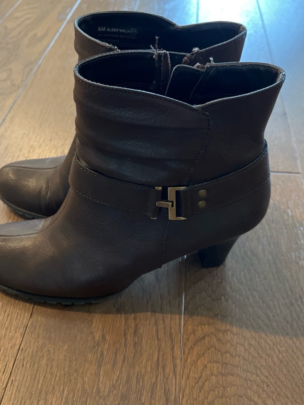 Brown Ankle Bootie with Decorative Buckle